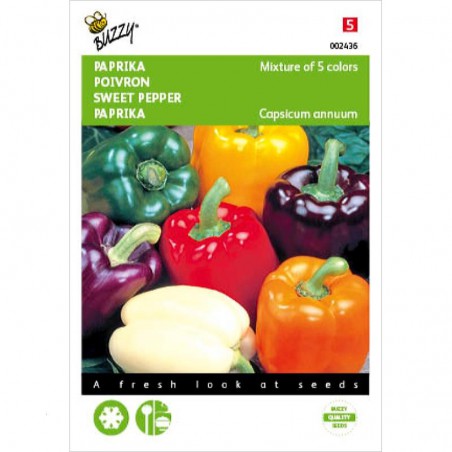 Zaden Paprika 5 Kleurenmengsel - Capsicum annuum