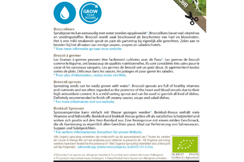Broccoli om te ontspruiten, BIO Broccoli om te ontspruiten, BIO