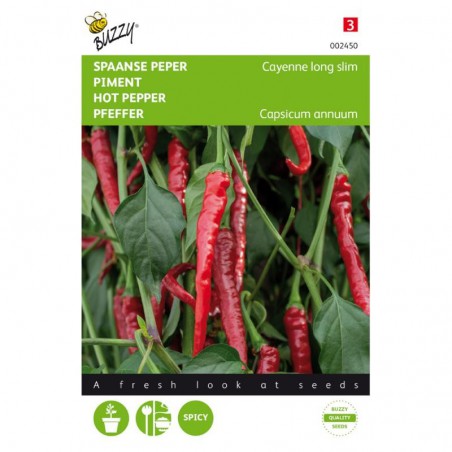 Zaden Spaanse peper cayenna long slim - Capsicum annuum