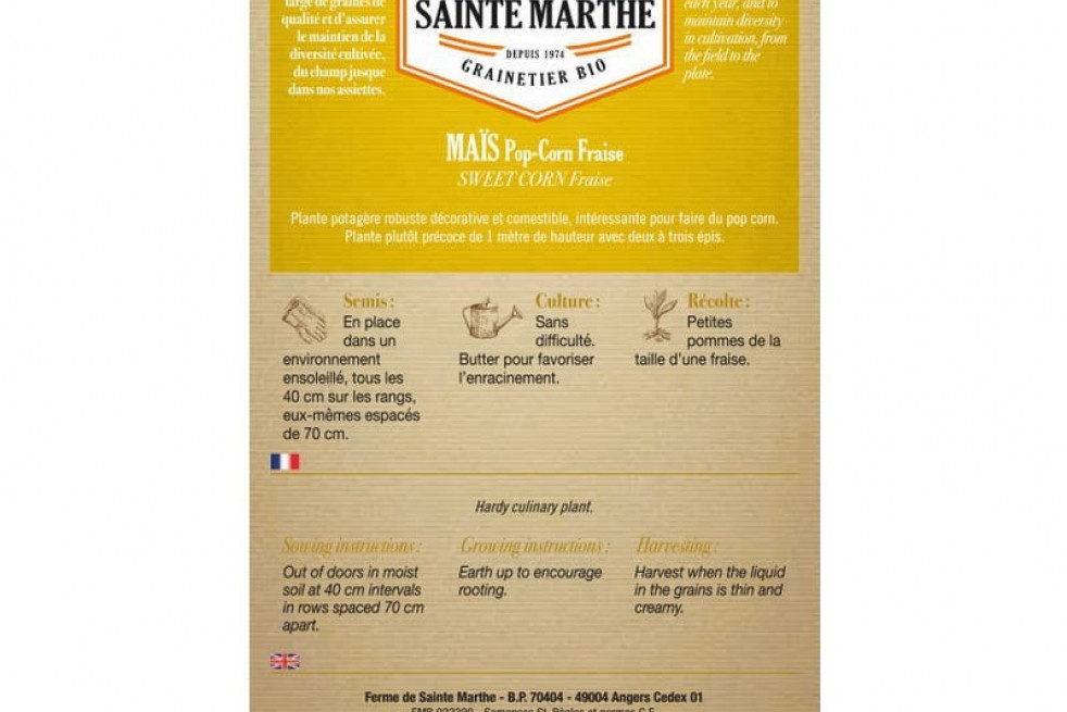 Maïs Pop-corn Fraise