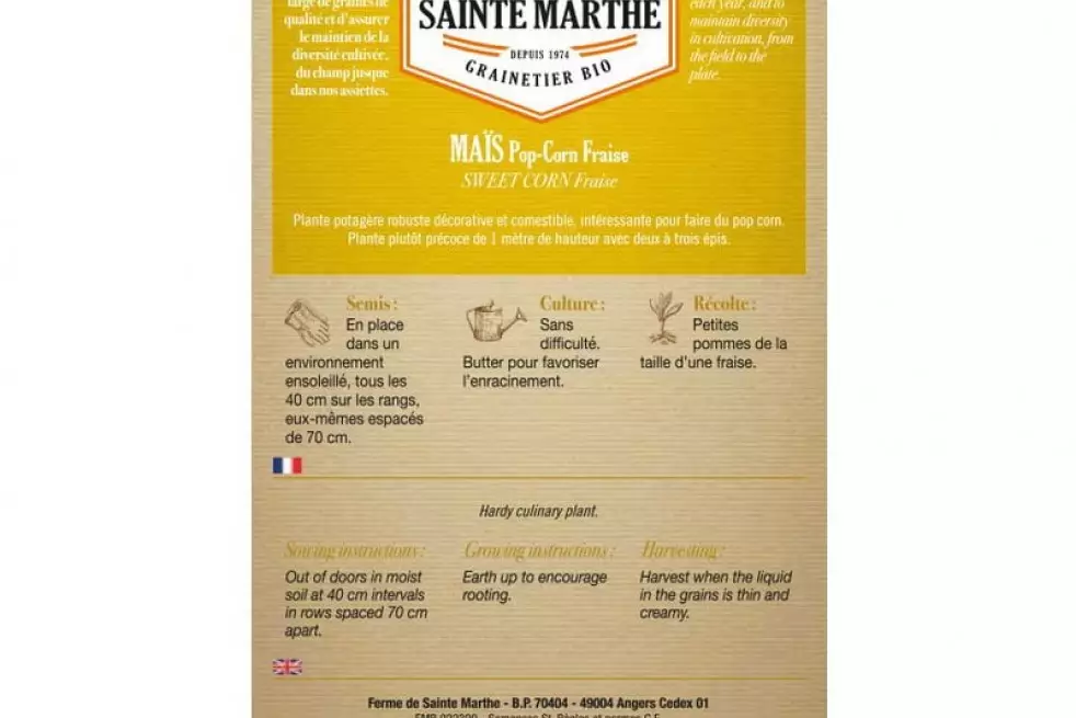 Maïs Pop-corn Fraise