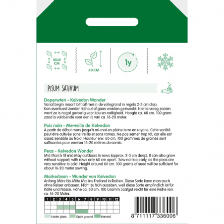 Seeds Peas Kelvedon wonder - Pisum sativum