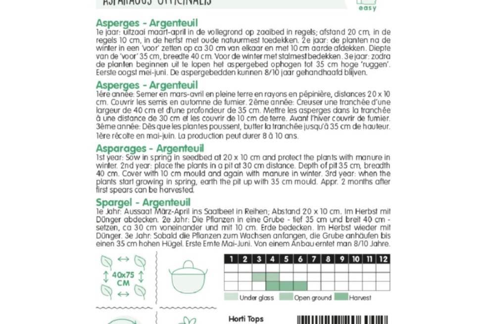Asparages Argenteuil - Asparagus officinalis - vegetable seeds