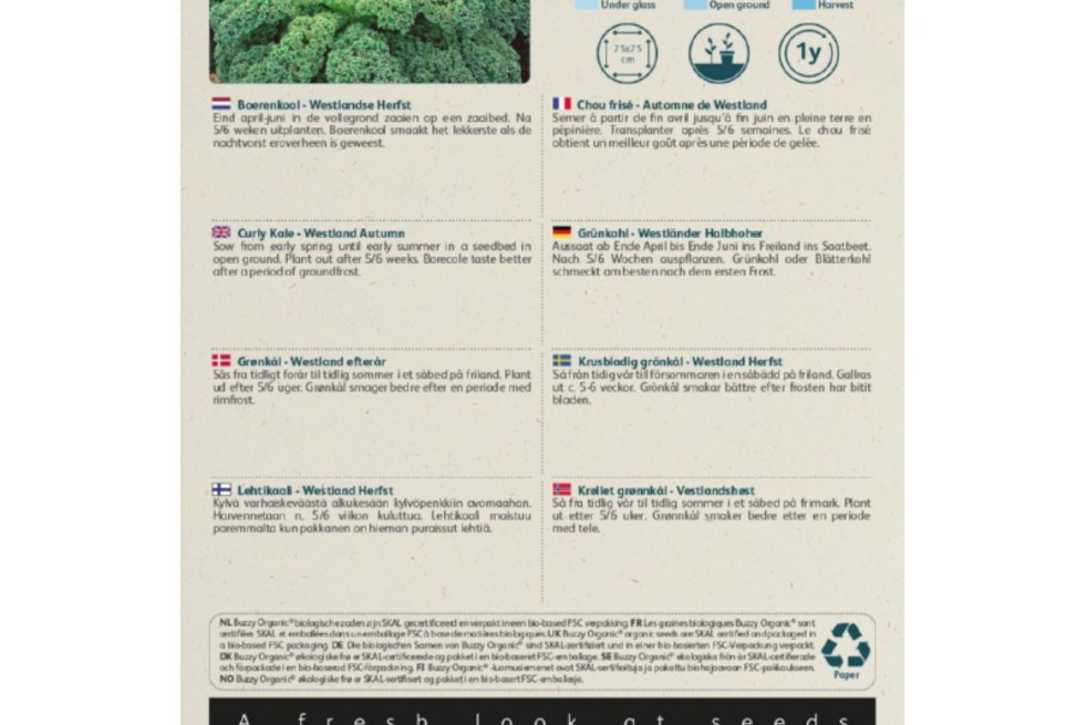 zaden Boerenkool Westlandse Herfst BIO - Brassica oleracea sabellica