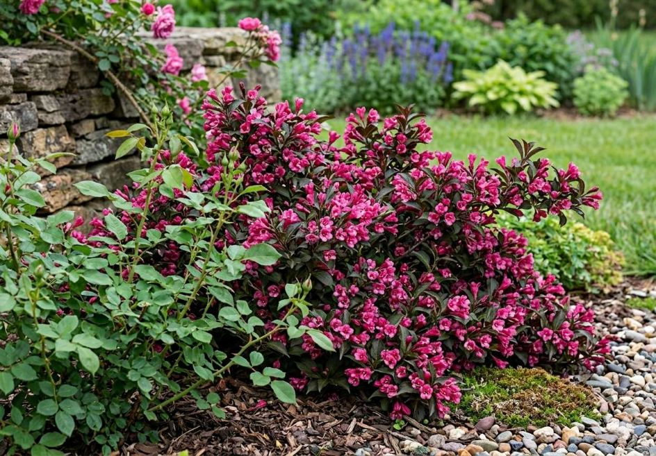 Dunkelrotblättrige Weigelie Minor Black®, Zwerg — Weigela florida Minor Black®