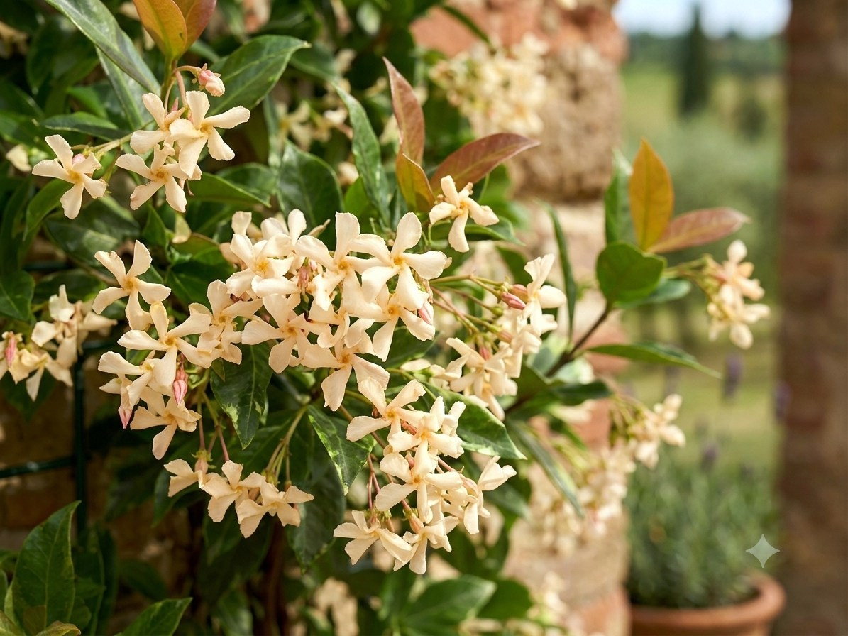 Jasmin étoilé jaune - Trachelospermum jasminoides Star of Toscane